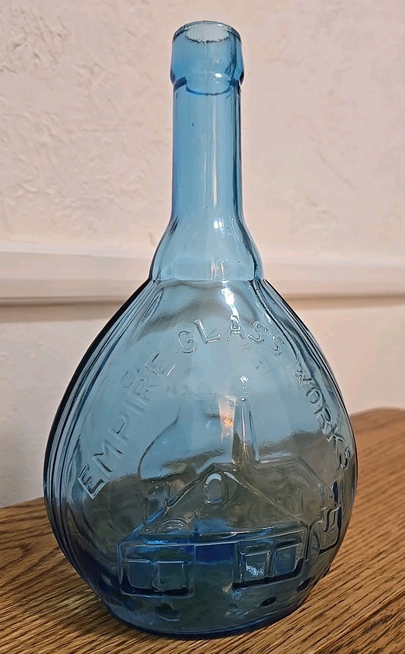 VTG Jenny Lind Empire Glass Works Bottle Blue, 9.25" Tall Excellent Shape