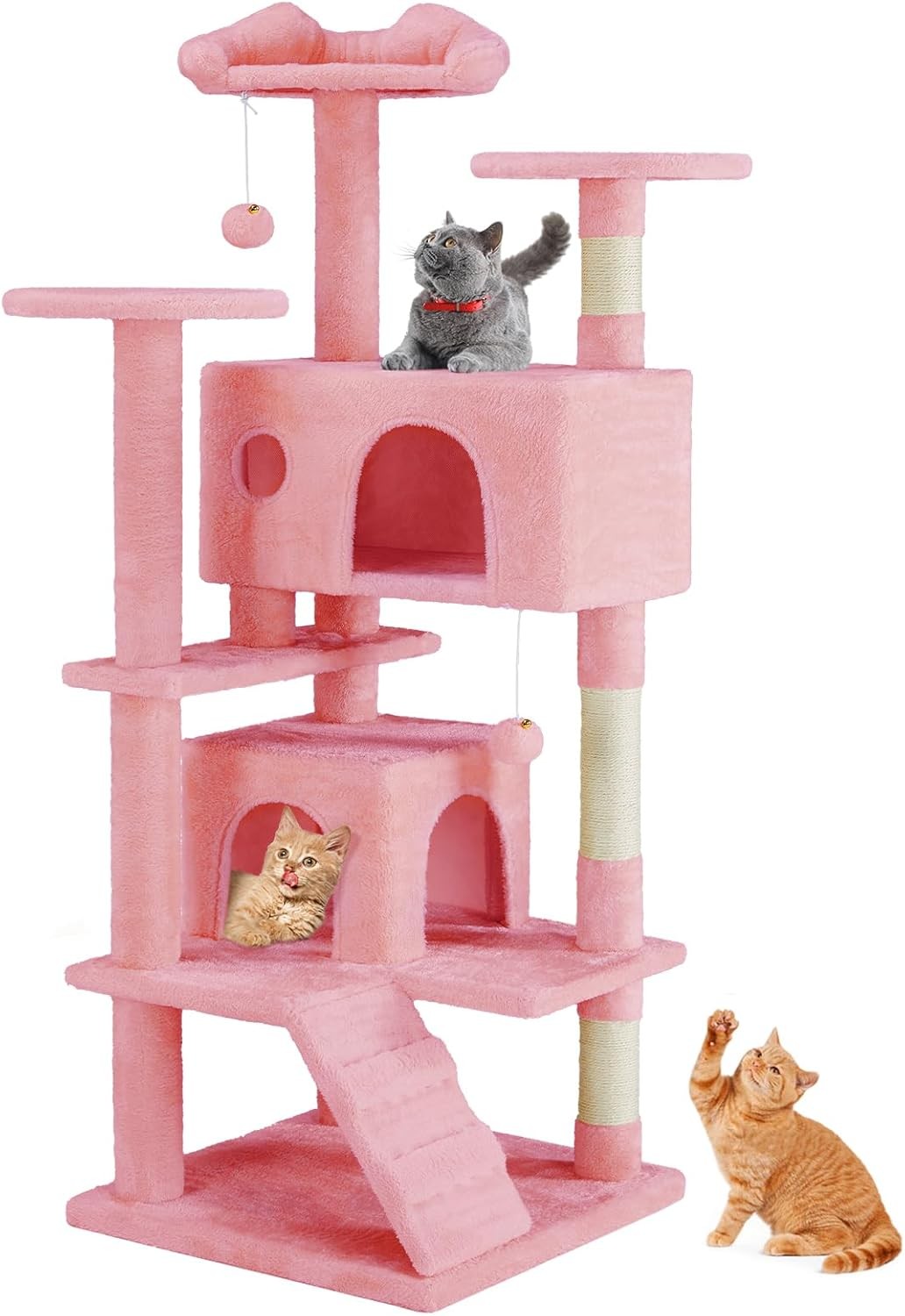 54 -Cat Tree Tower - Multi-level With Sisal Grab Post, Indoor Apartment With Lad