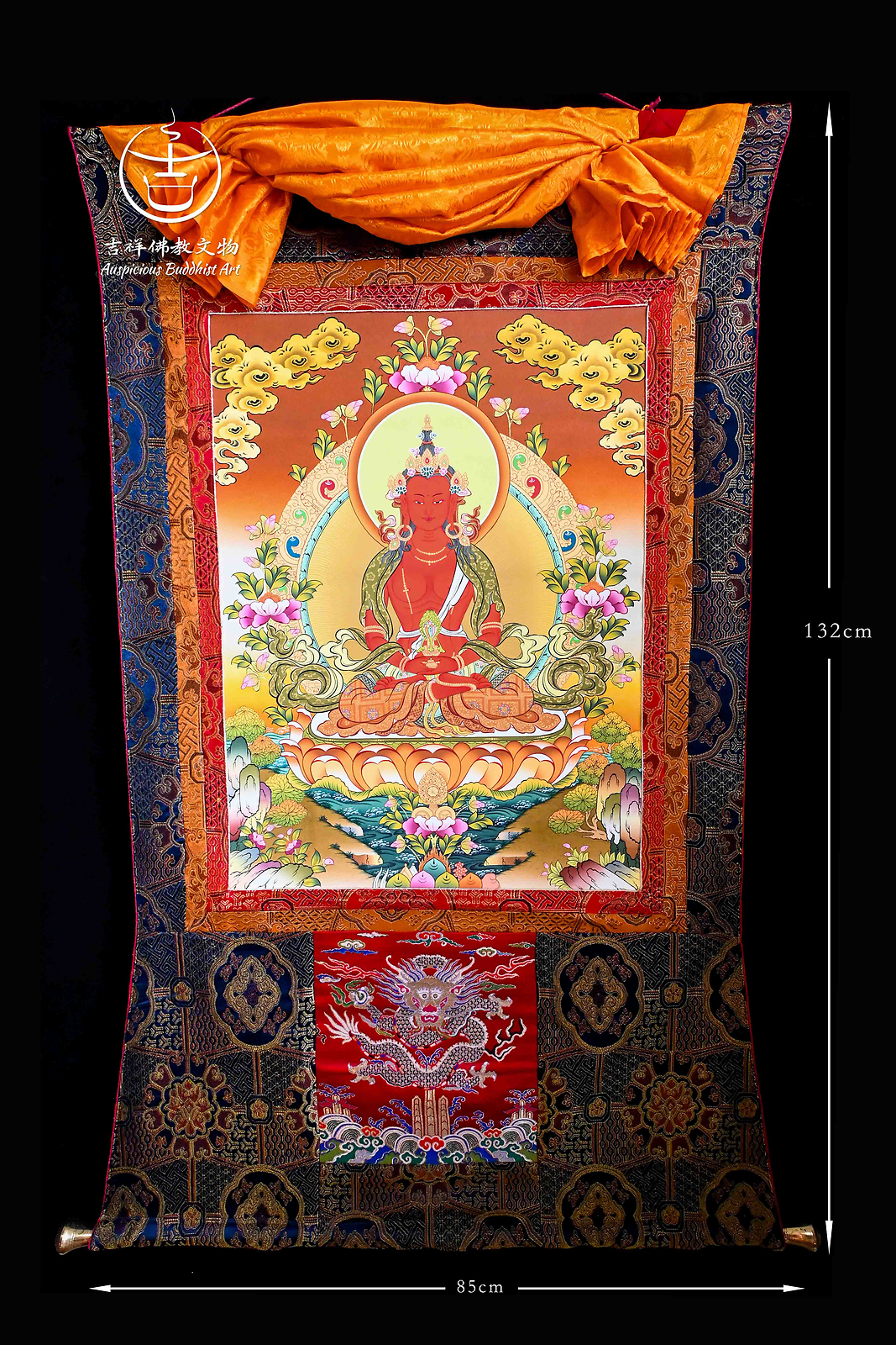 Premium Hand Painted Amitayus Buddha Thangka Nepali Master Grade