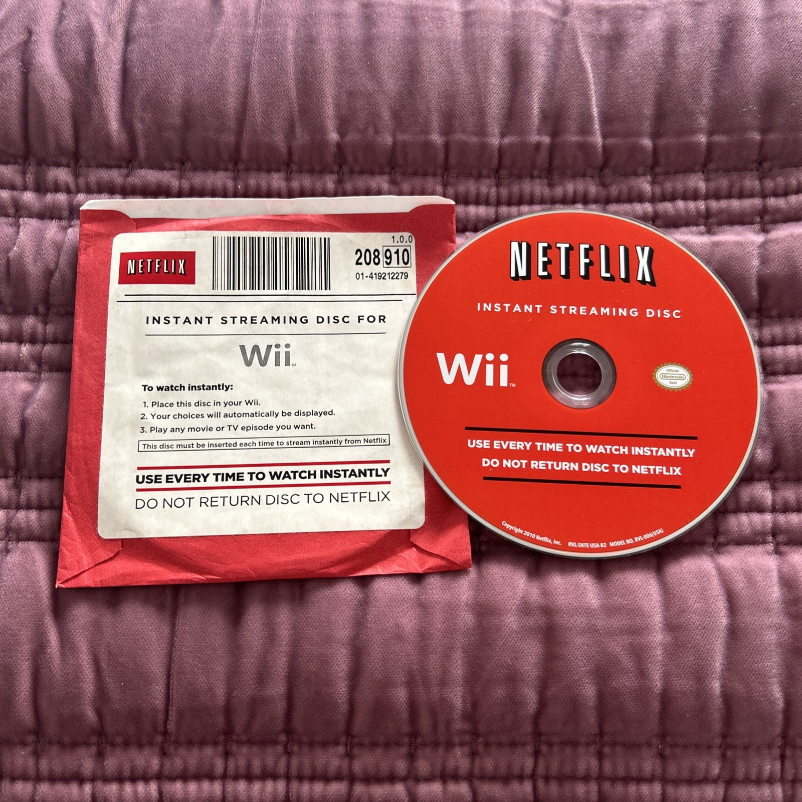 Netflix Nintendo Wii Instant Streaming Disc 2010