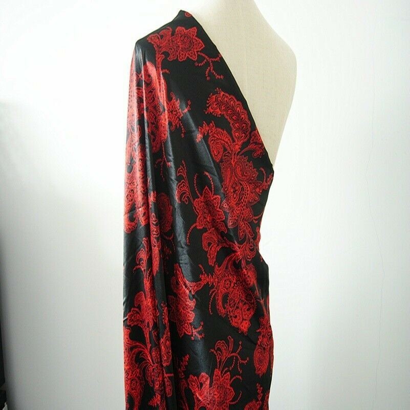 Chinese Satin Silk Floral Fabric Cloth Qipao Dress Costume Upholstery Craft Cosy