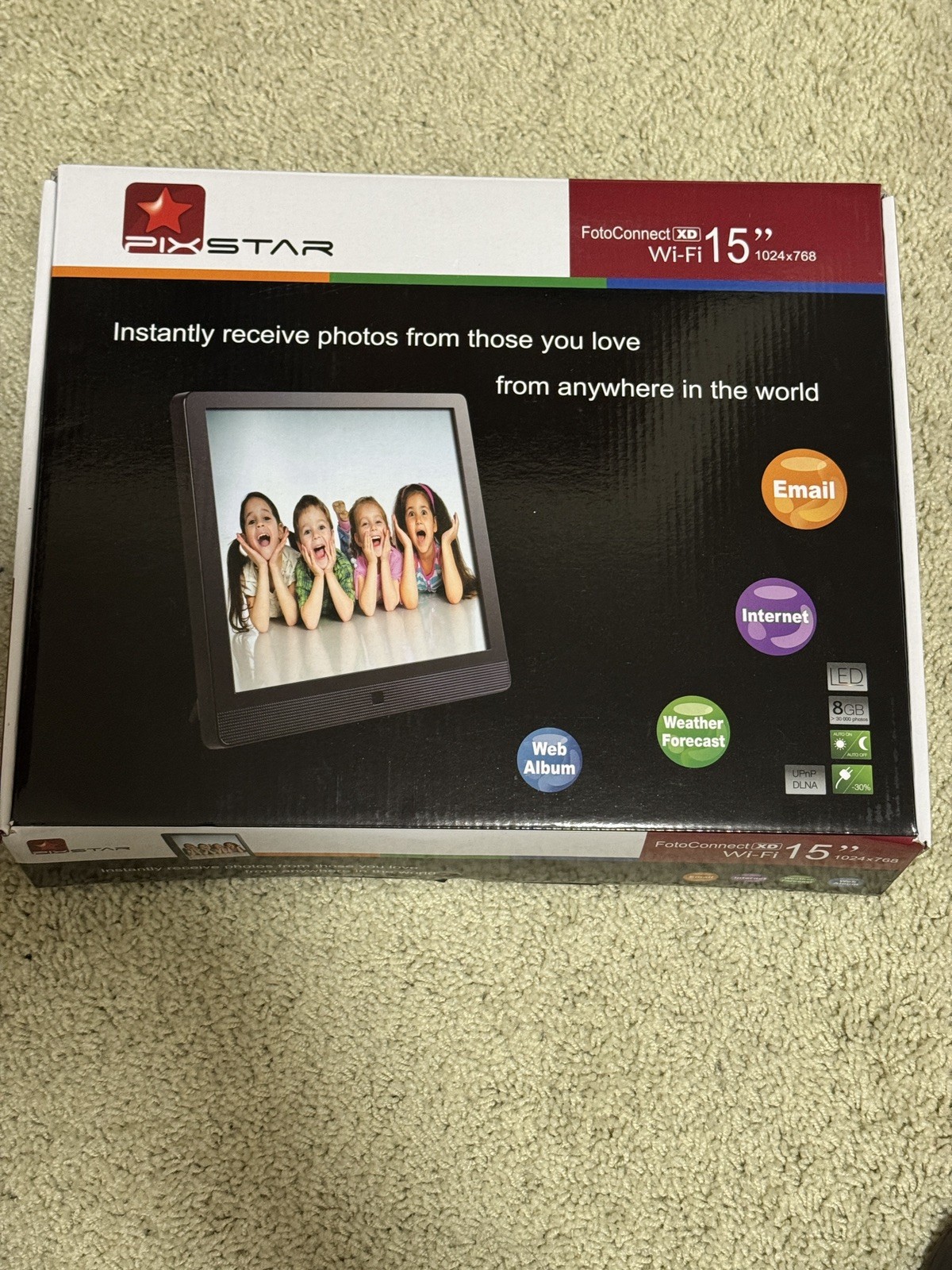PixStar 15 inch Large Digital Frame WiFi | Free Unlimited Cloud | Share Video