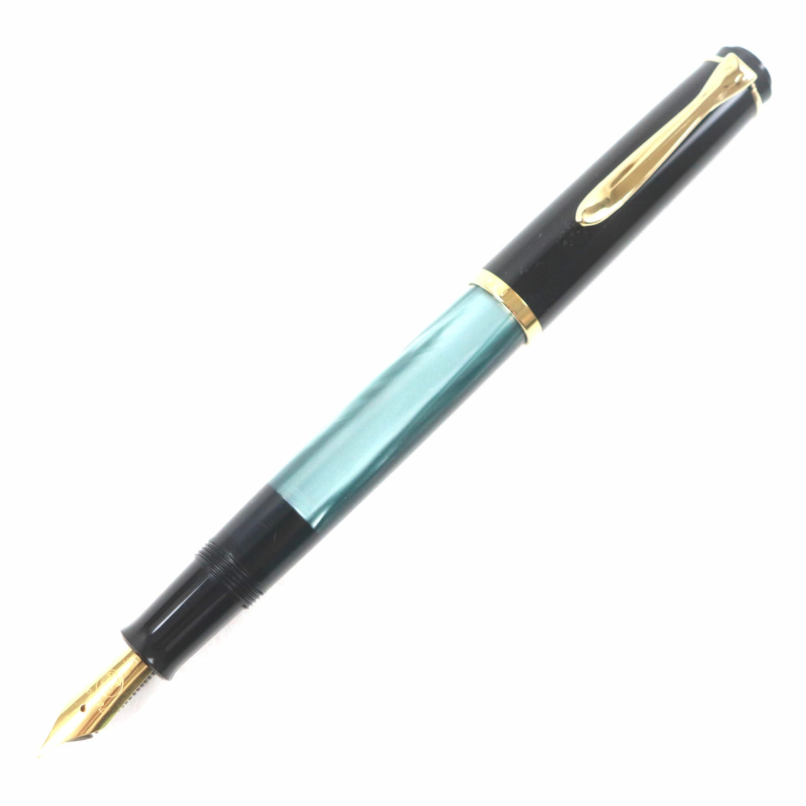 Pelikan M250 EF nib marble pattern logo engraved Fountain Pen black green gold