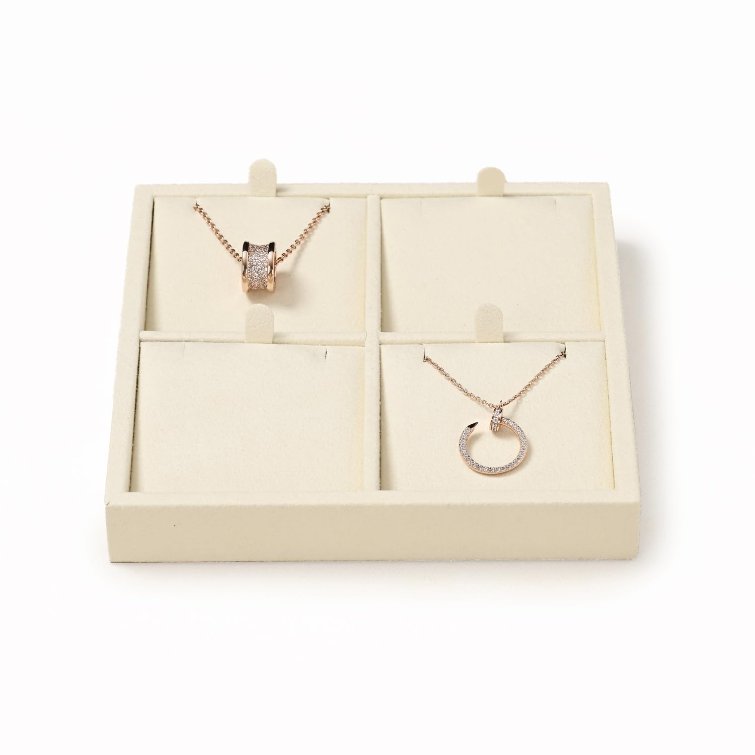 Microfiber 4 Slots Jewelry Pendant Display Tray Jewelry Necklace Organizer Di...