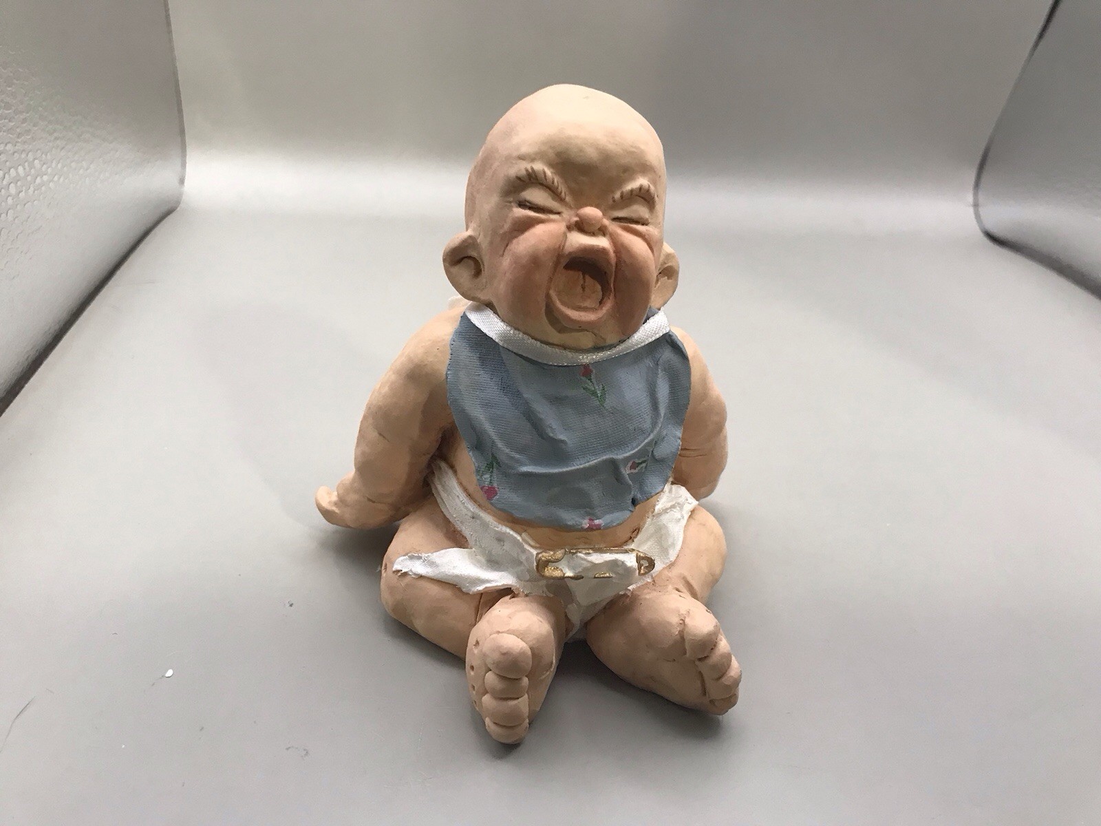 Cast Art Ind 1993 Screaming Baby Boy Sculpture Signed Kristivo Hand Crafted