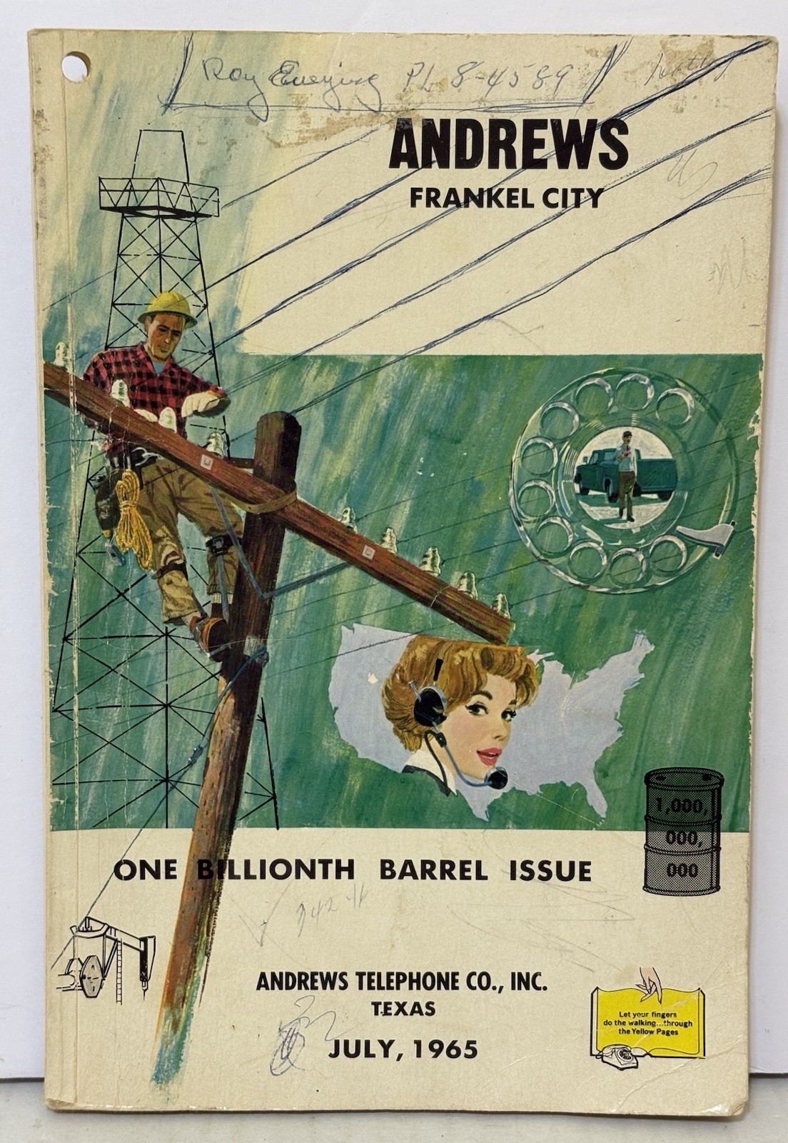 Vintage 1965 Andrews / Frankel City Texas Telephone Directory Book