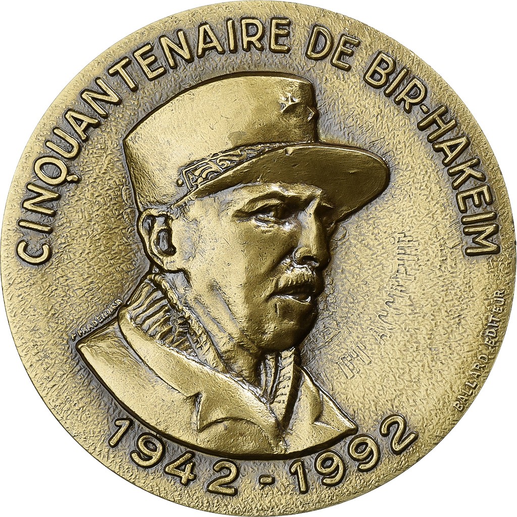 [#397444] France, Medal, Cinquantenaire de Bir-Hakeim, 1992, Bronze, Pradeilhes,