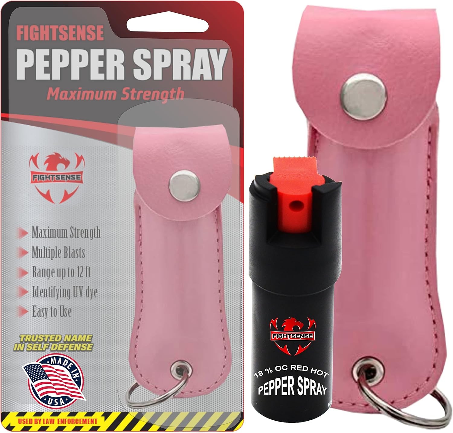 FIGHTSENSE Self Defense Pepper Spray - 1/2 oz Compact Size Maximum Strength Poli