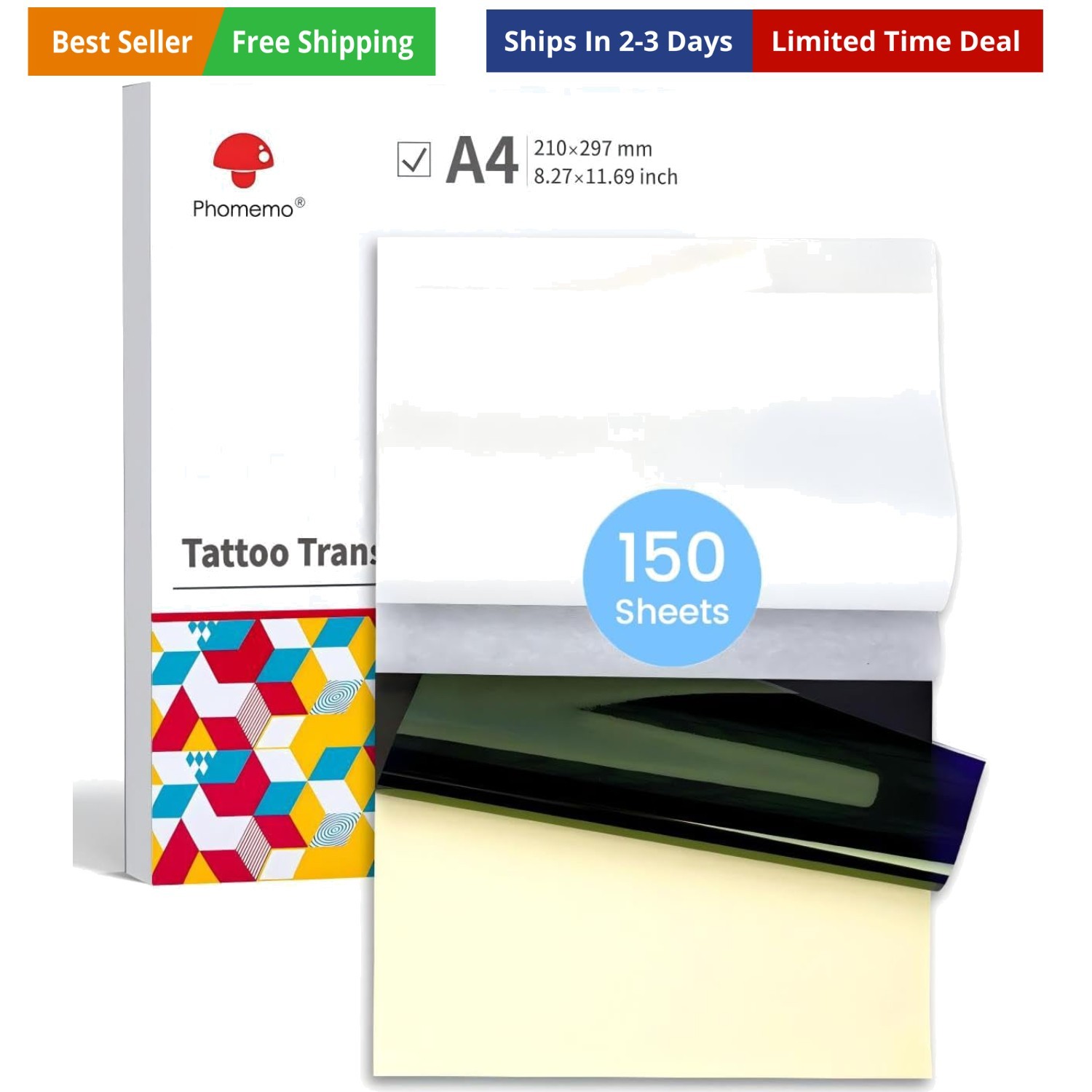 Tattoo Transfer Paper - 150 Sheets A4 Size, Thermal Stencil Paper for Tattoos...
