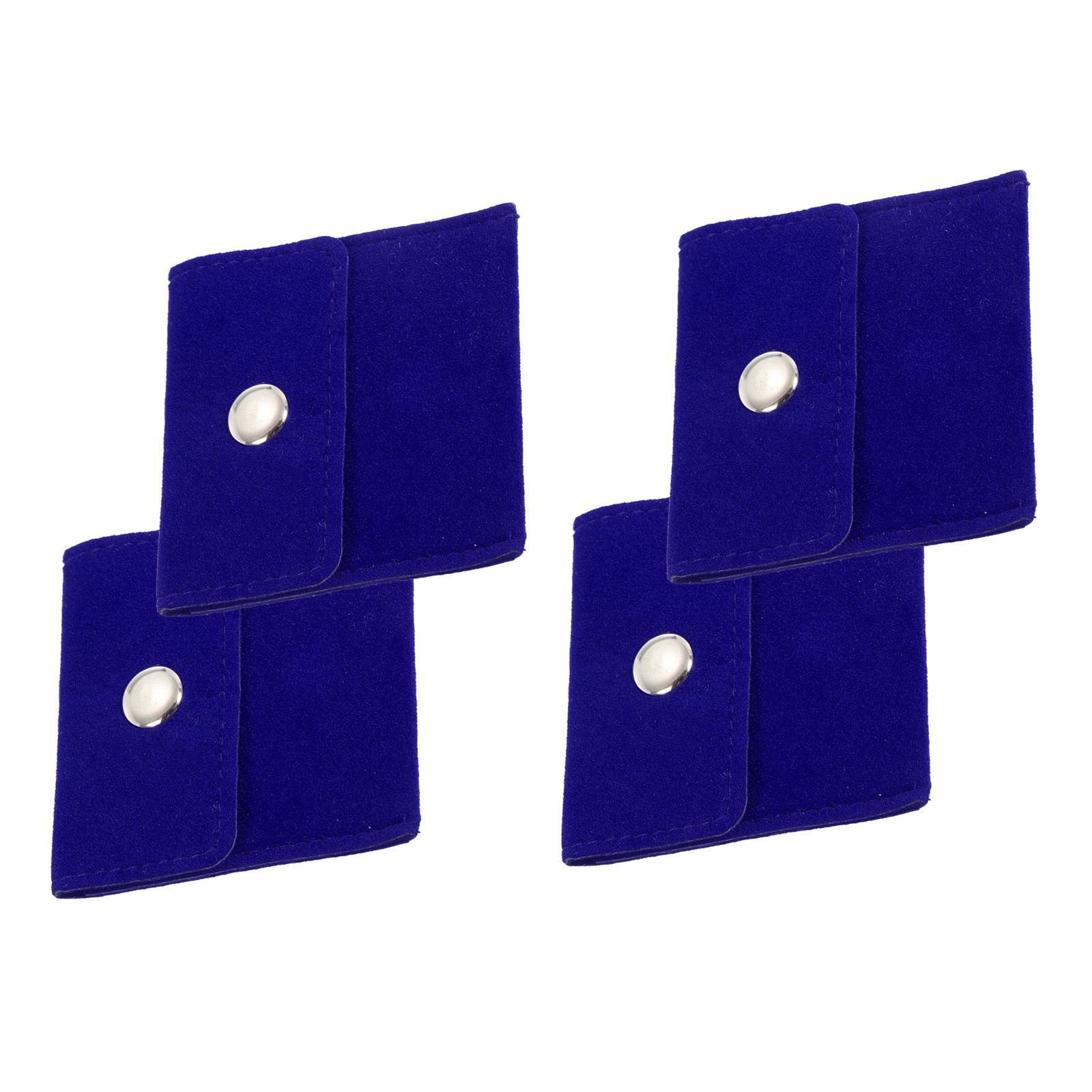 4 Set 3x3 Inch Velvet Jewelry Pouch Velvet Snap Button Portable Storage Bag Blue