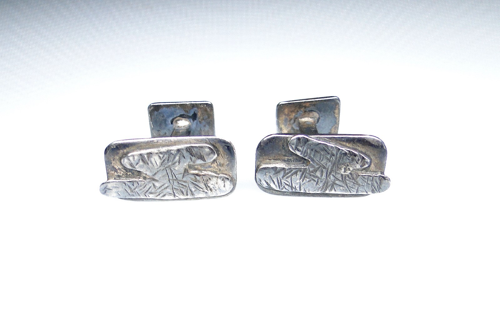 Vintage Sterling Modernist Handmade Cufflinks