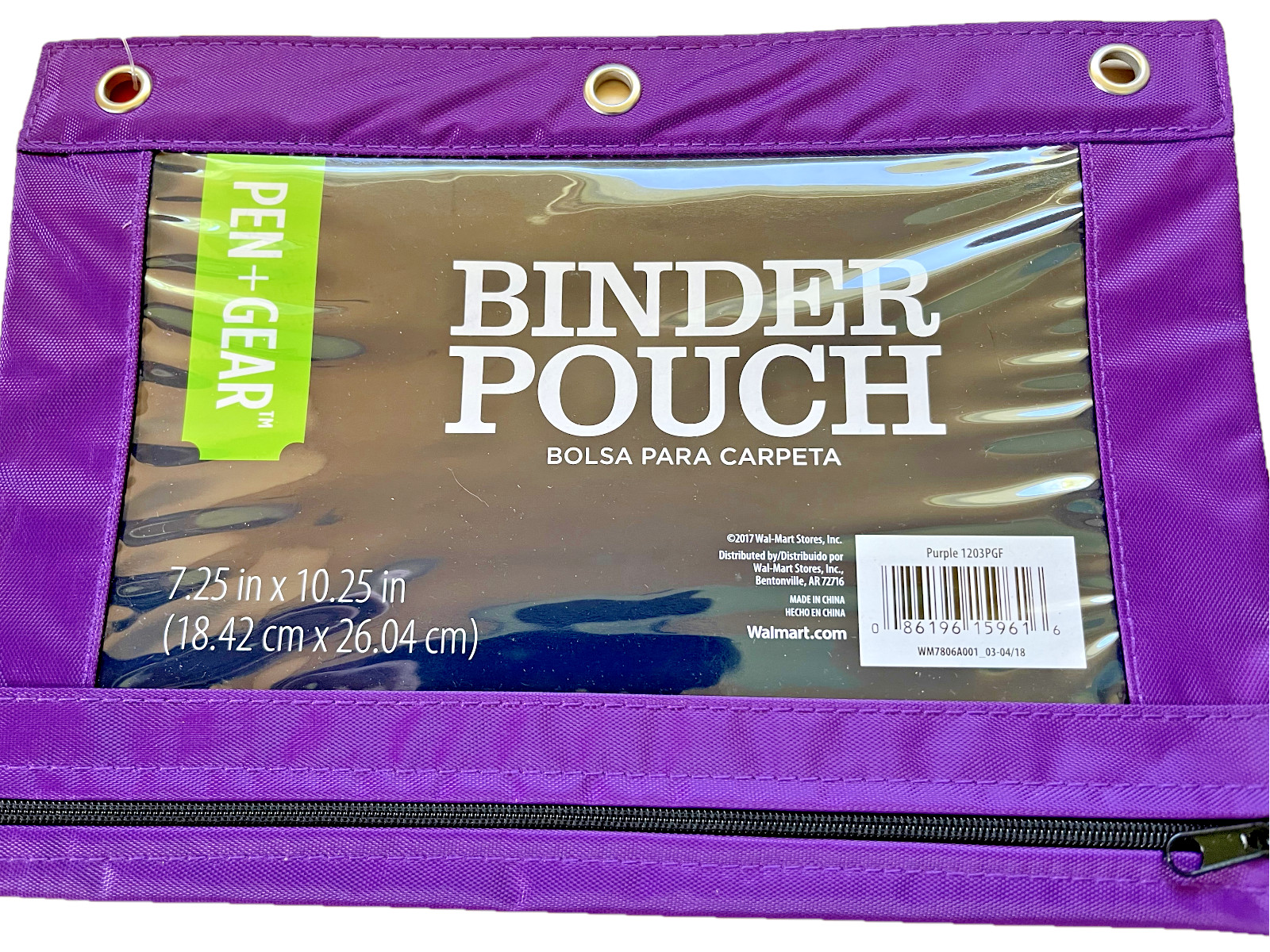 Pen Gear 3 Ring Binder Purple Pencil Pouch Zipper Nylon School Craft Organizer