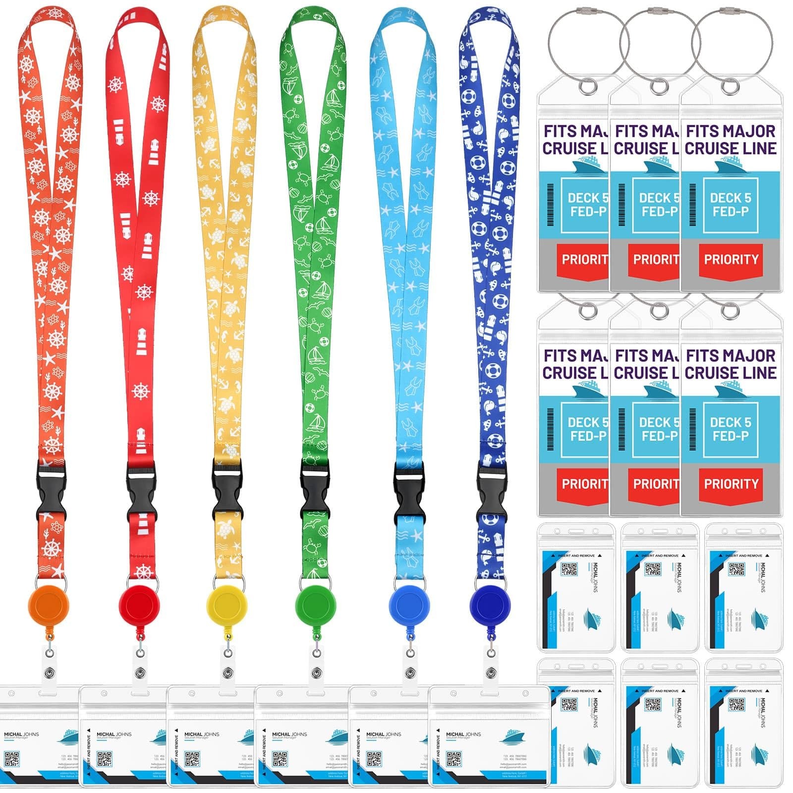 Cruise Lanyards 6 Pack Waterproof Luggage Tags with Ship Key