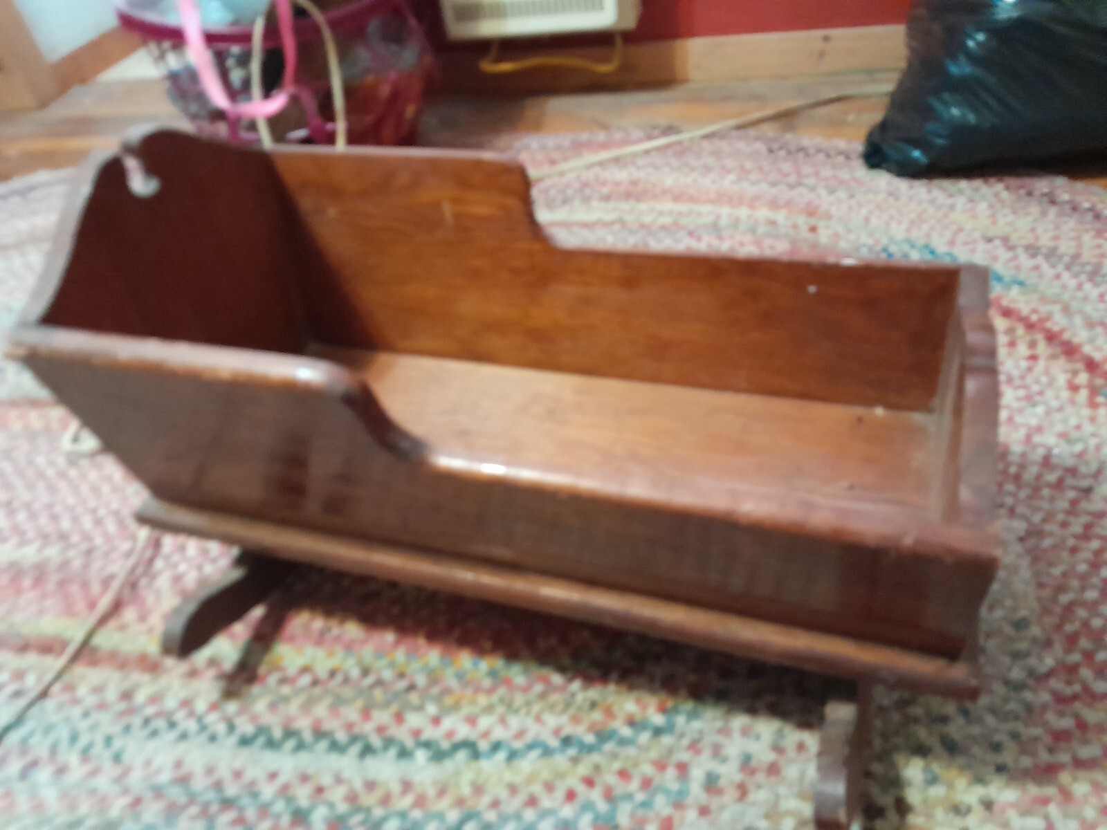 antique rocking wooden baby cradle