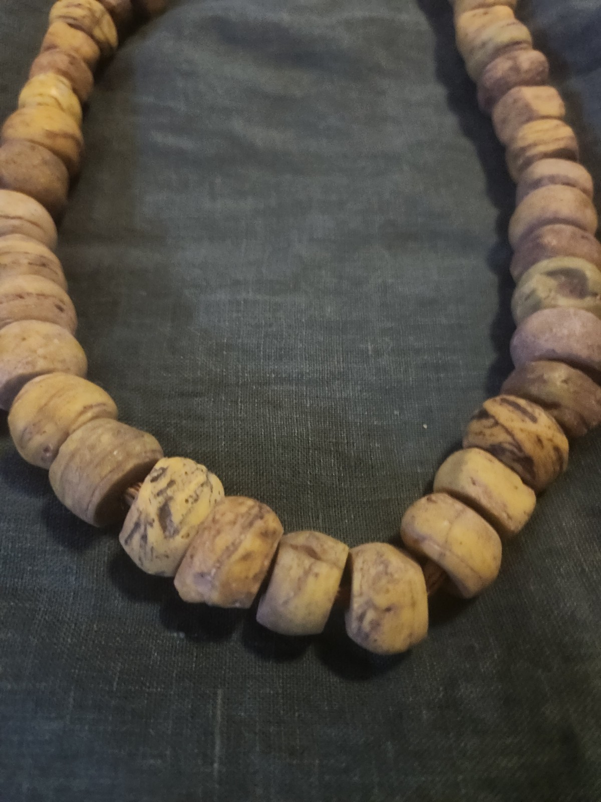 Yellow Antique Hebron  (Kano) and African Donut Beaded Necklace