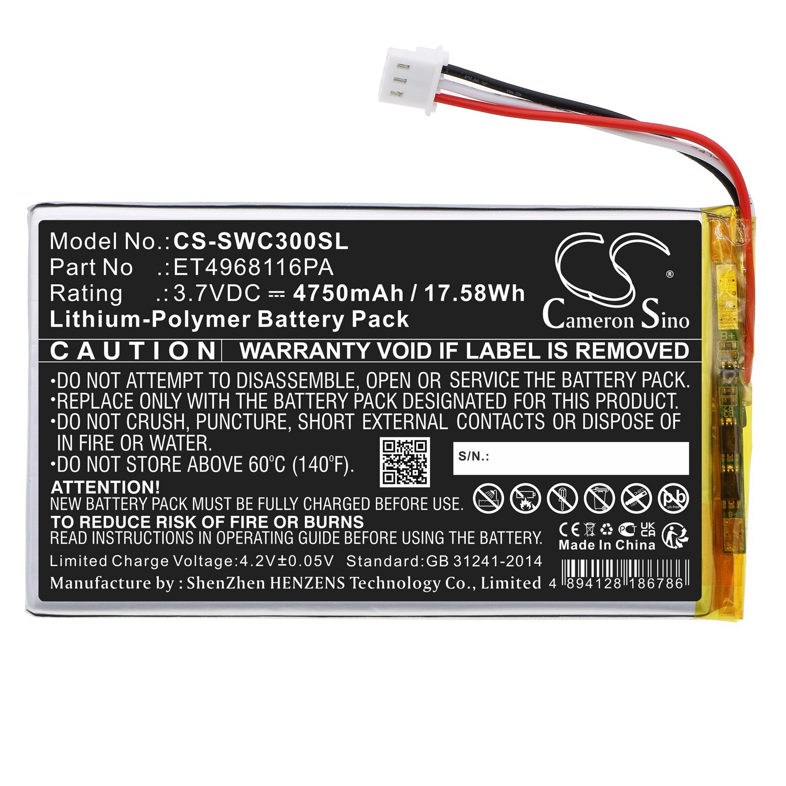 BATTERIE 4750mAh Type ET4968116PA For Swing Caddie SC300 Portable Golf Monitor