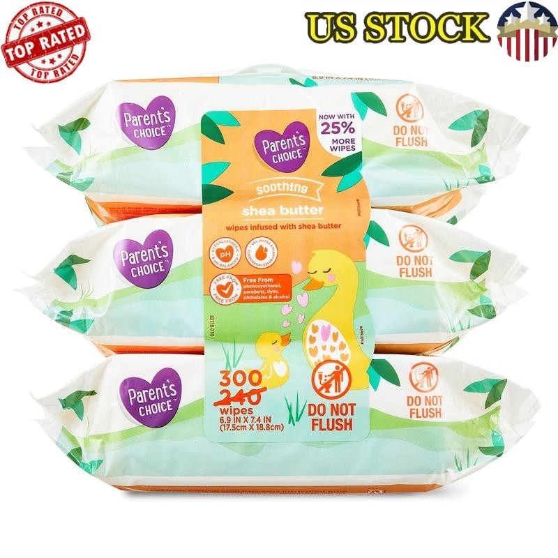 Moist Baby Wipes 300 Count Shea Butter Aloe Cucumber Hypoallergenic Resealable