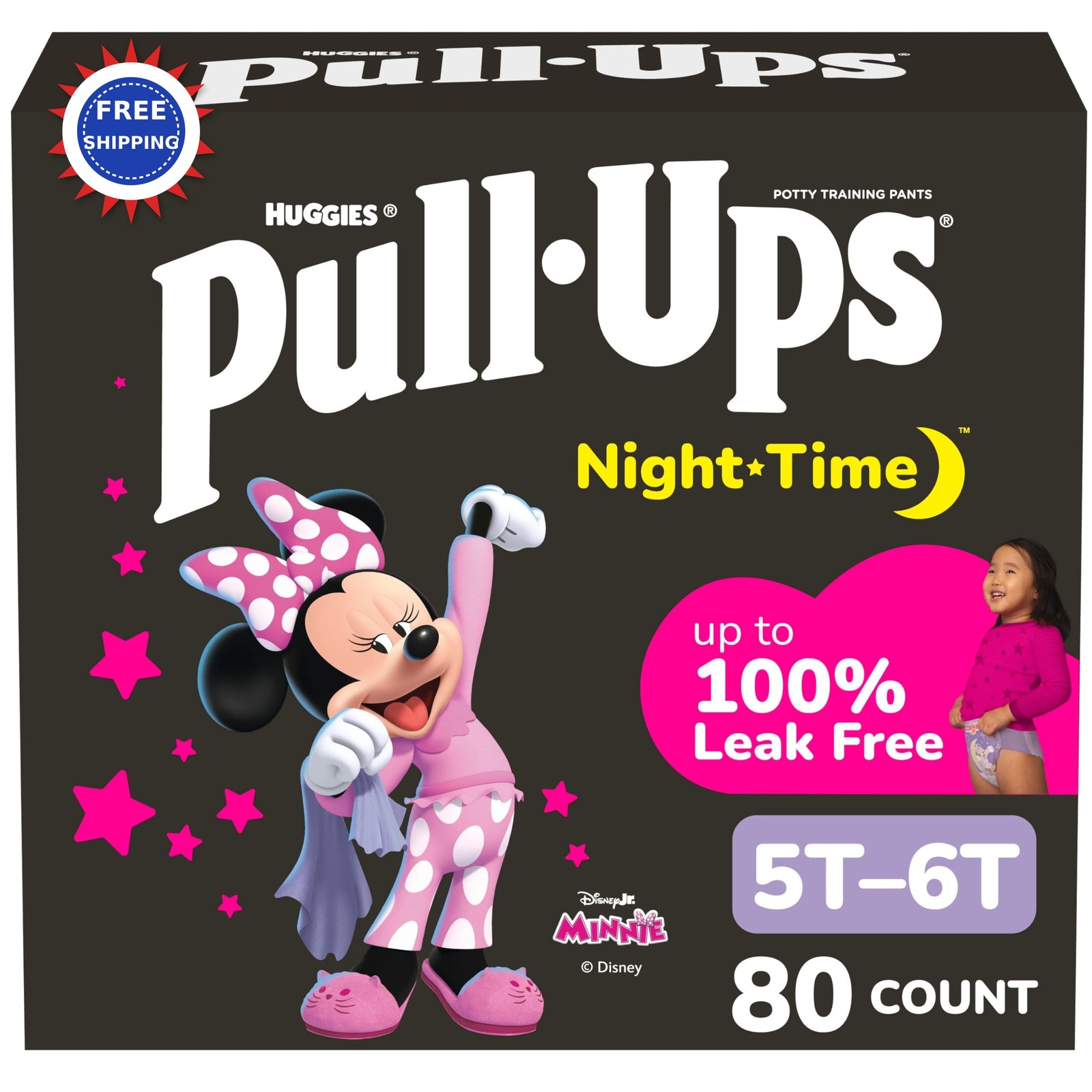 Pull Ups Overnight Training Pants Size 5T-6T 80 Ct 46-60 Girls Potty