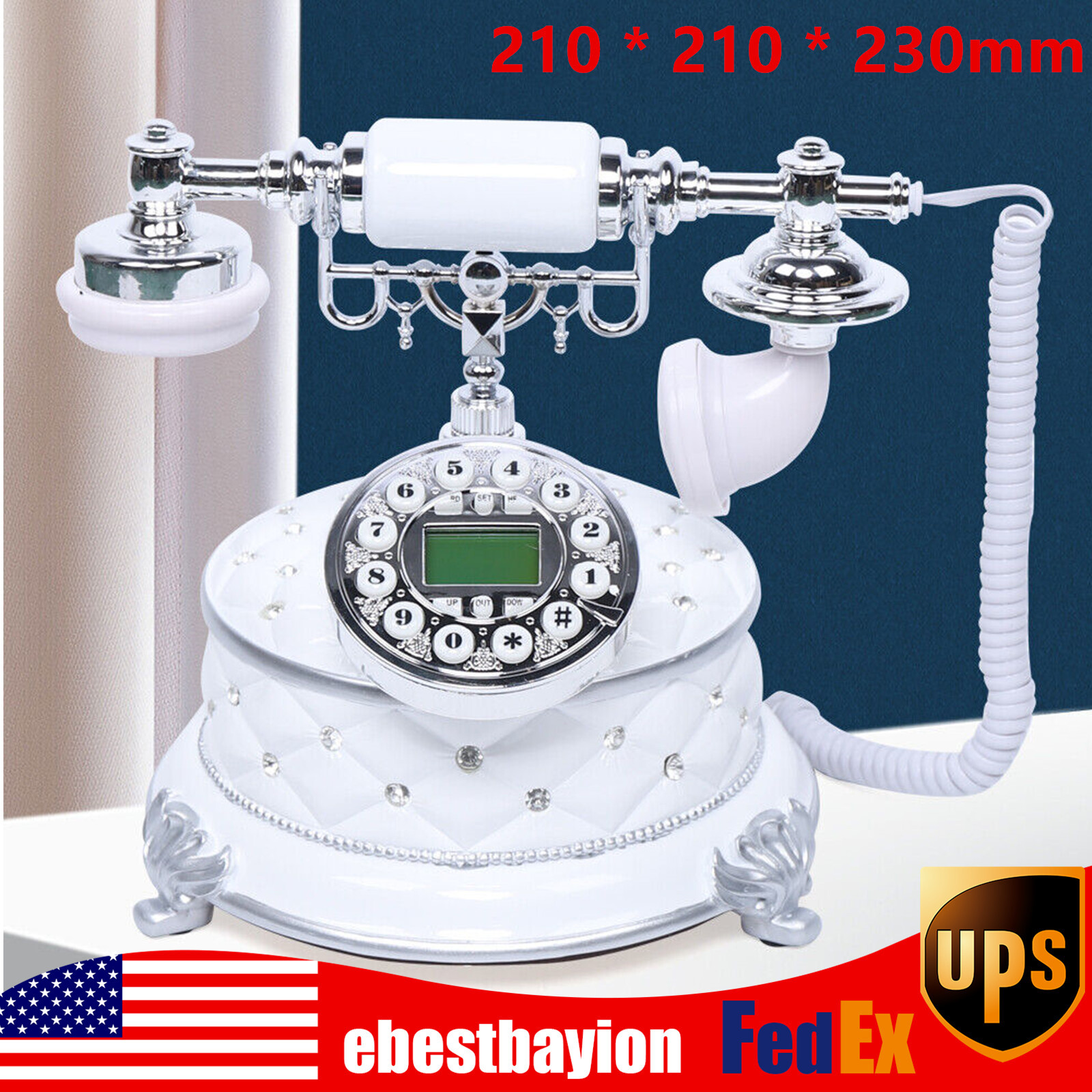 Corded Telephone Landline Phone Push Dial Phone Home Office Vintage Telephone