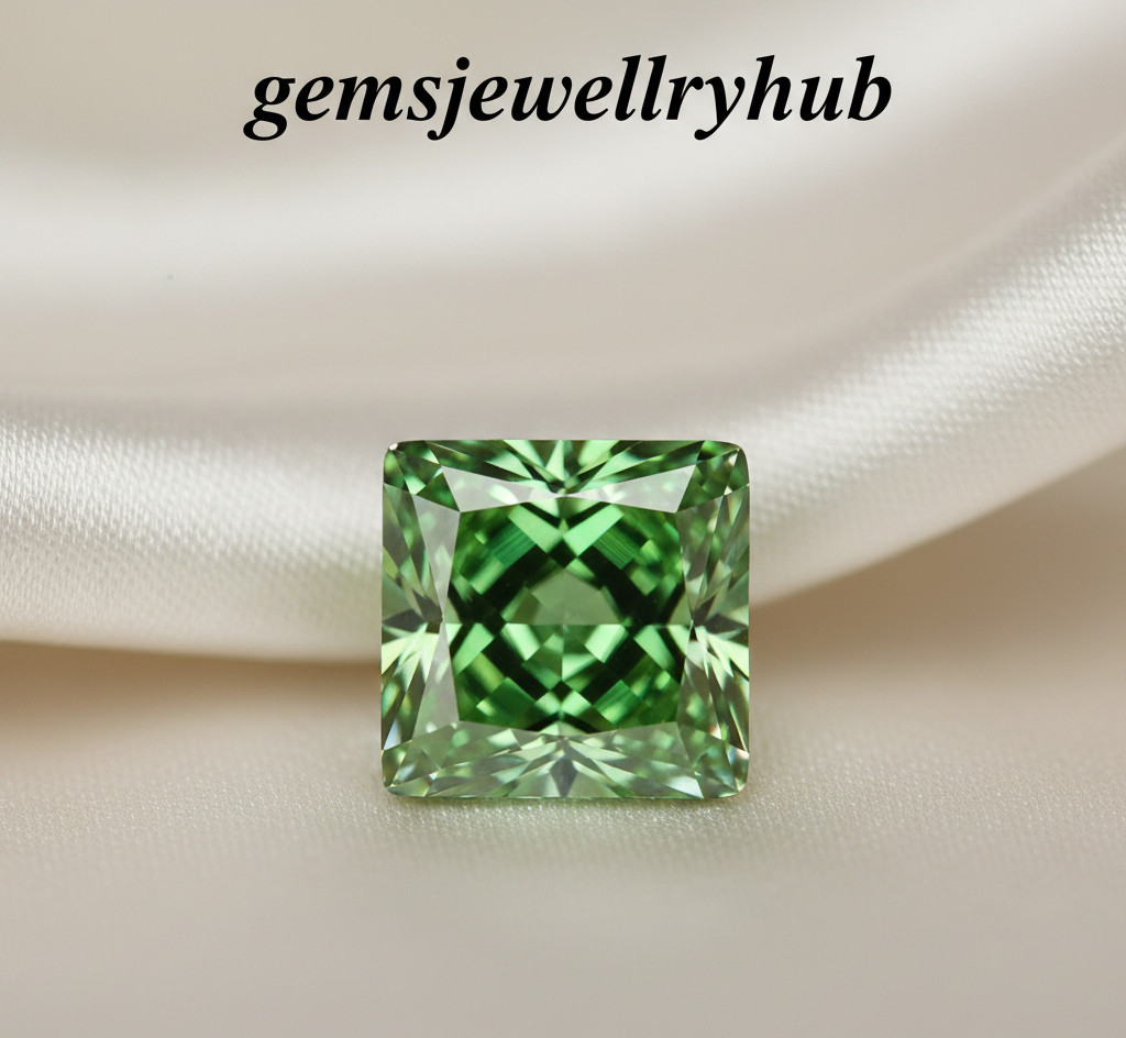 2 Ct Lab Grown Diamond Green Color Princess Cut D Grade VVS1 Certified