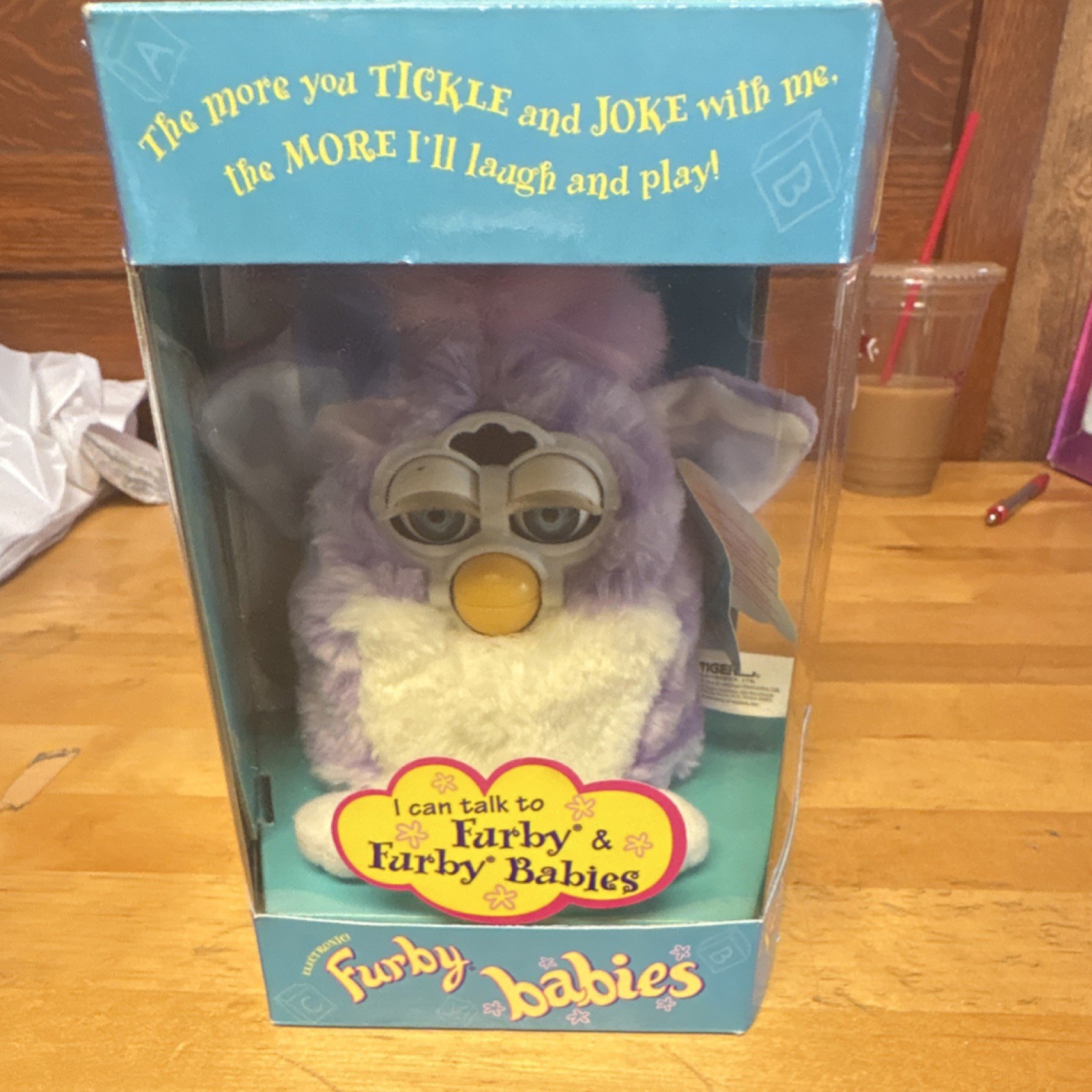 Tiger Furby Babies Electronic Plush Toy 70-940 Purple White 1999 in Box