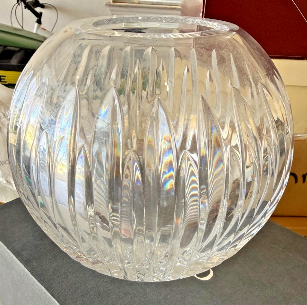 Signed Waterford Crystal Carina 6” Rose Bowl Vase Made In Ireland w Original Box