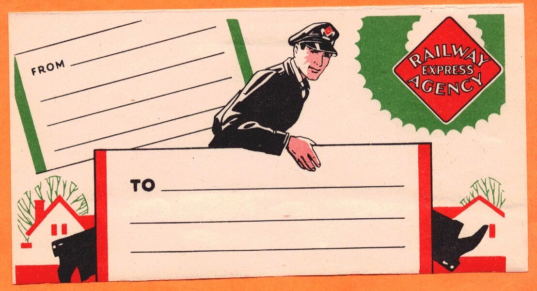 Railway Express Agency Mailing Label circa 1940s Unused