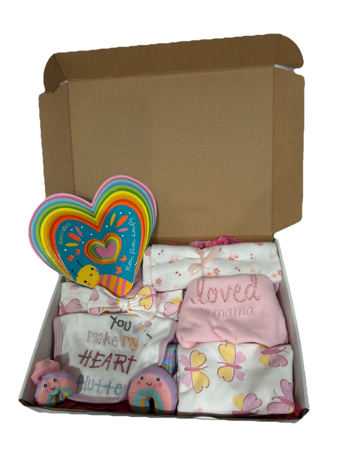 Girls Baby Shower Butterfly Box, Mom & Newborn Gift, You Make My Heart Flutter
