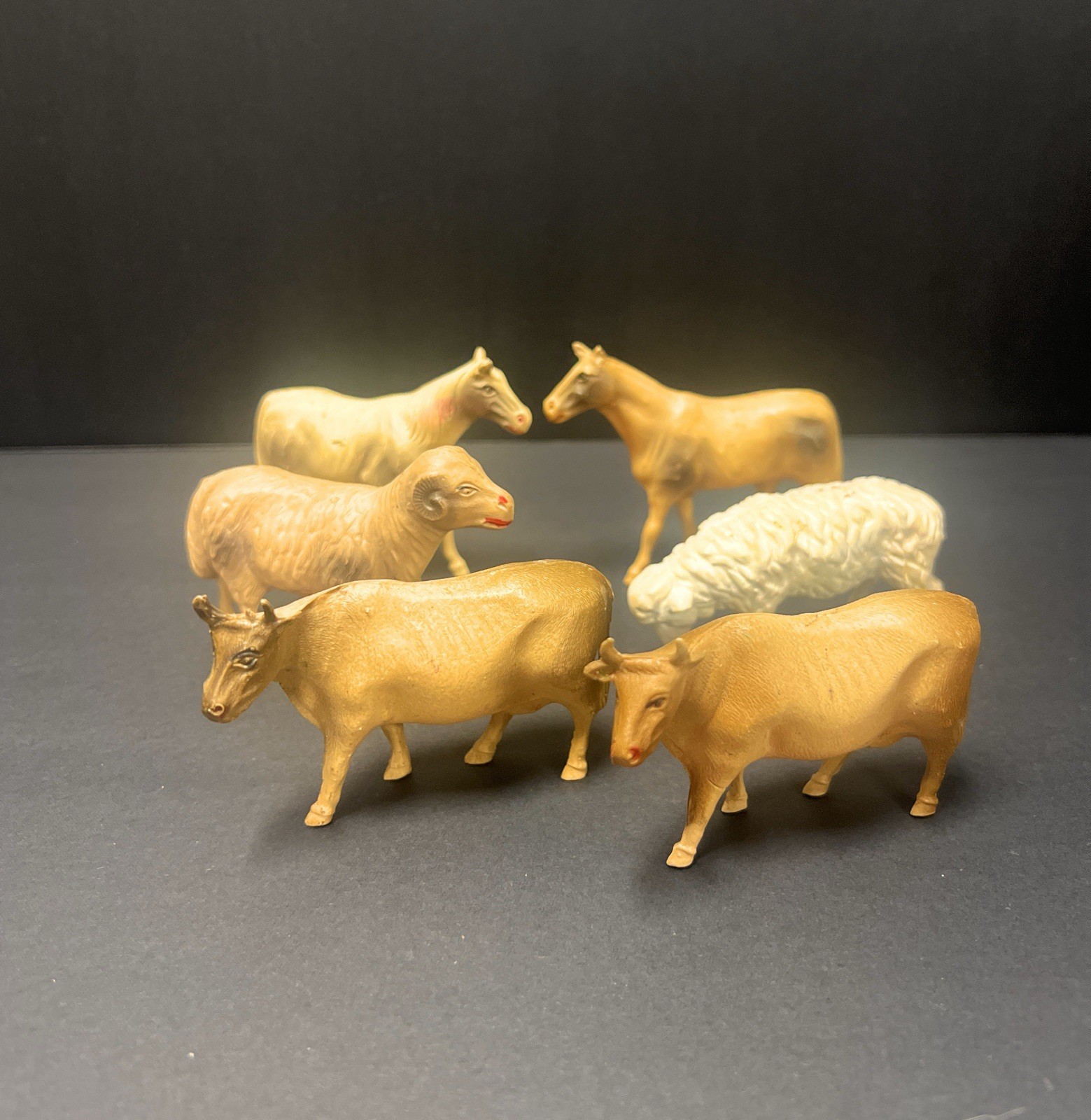 Vintage Celluloid Toy Lot of 6 Farm Animals - Made In USA