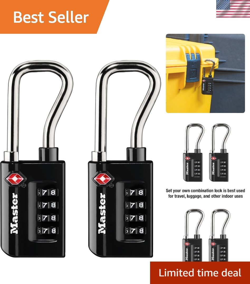 Black Set Your Own Combination TSA Approved Luggage Lock, Travel Padlocks for...