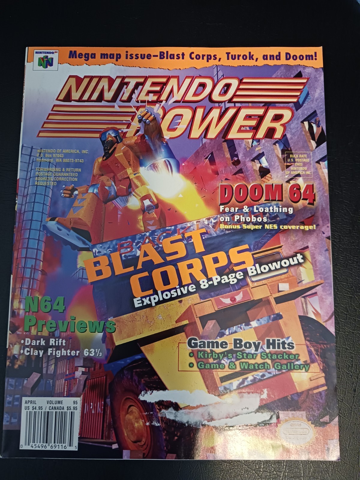 Nintendo Power Magazine Vol 95 Blast Corps w/ Doom 64 Poster