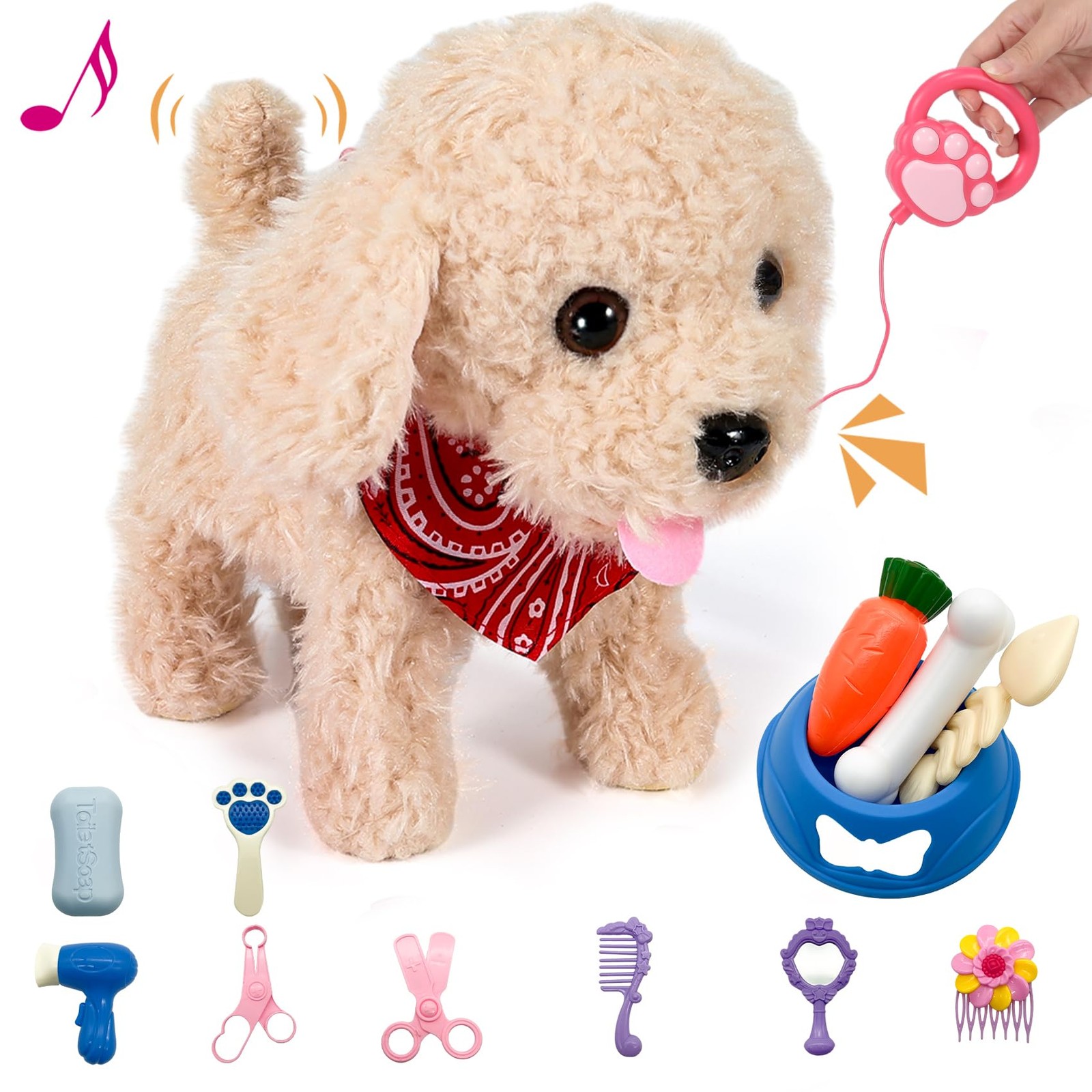 Interactive Walking Plush Puppy Dog, Remote Control Electronic Robot Dog Real...