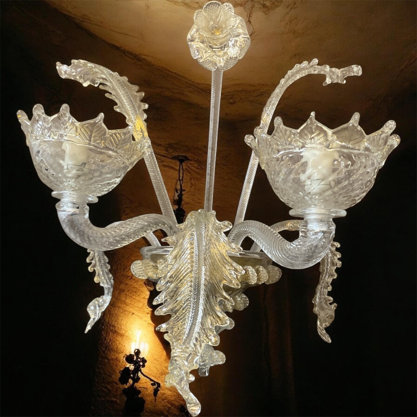 Murano Glass Wall Lamp with 2 Lights – Venetian Elegance – H 35 cm