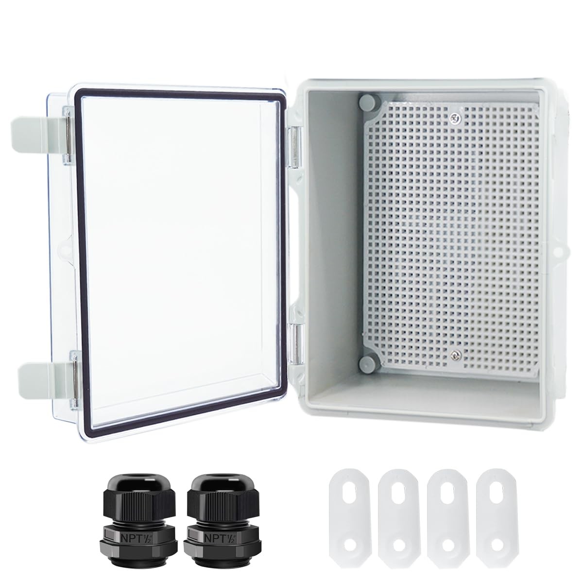 Otdorpatio Junction Box, Hinged Clear Cover IP67 8.7"x6.7"x4.3", Transparent 