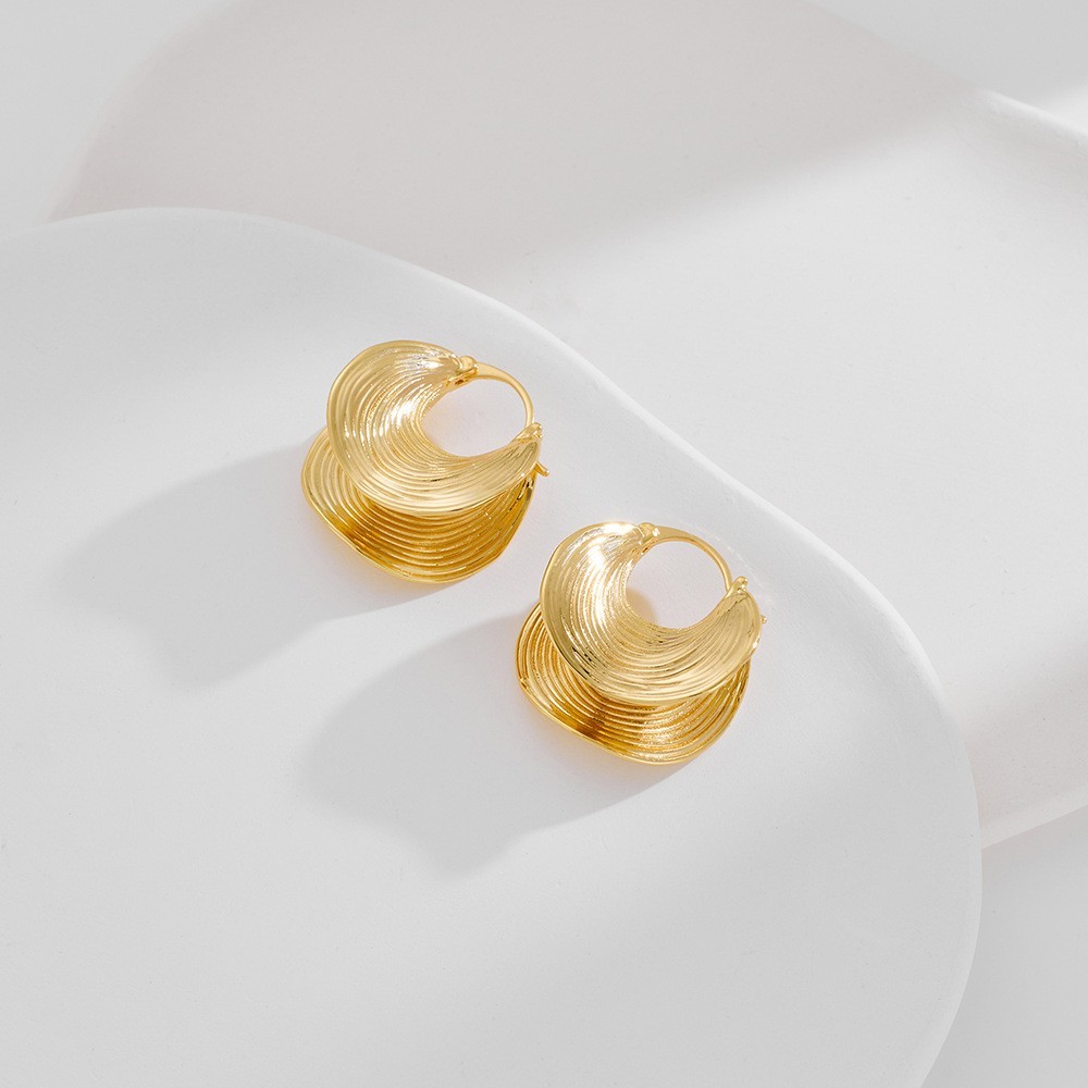 Fashion Gold-plated Line Stacking Exaggerated Style Drop Earrings