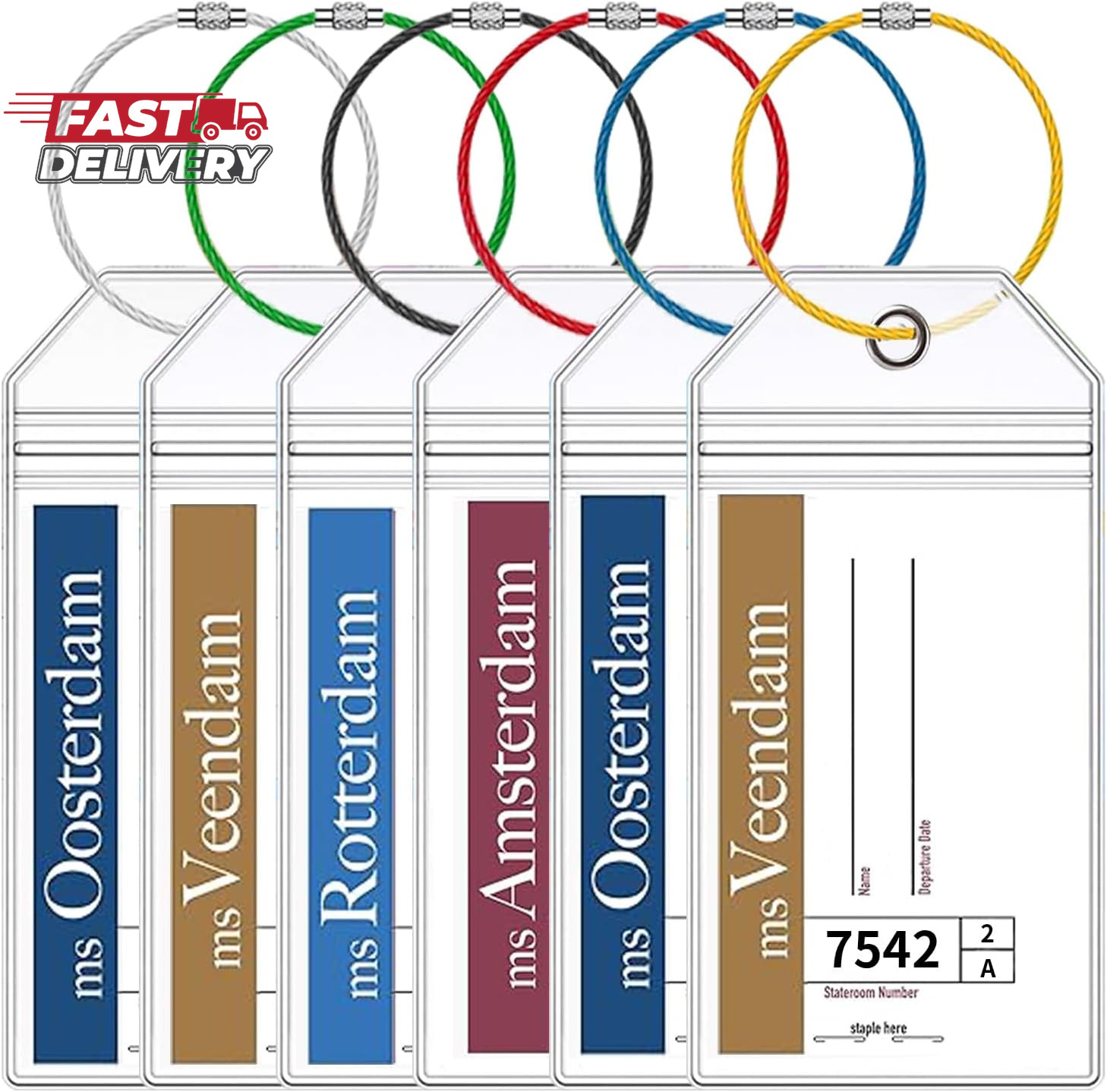 6 Pcs Holland America Cruise Luggage Tag Holders, Zip Seal Clear Cruise Luggage 