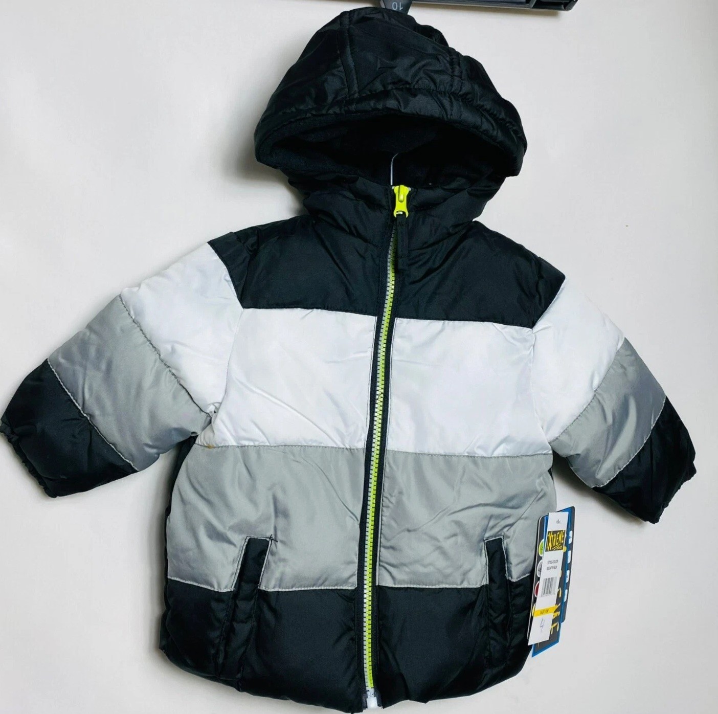 Ixtreme 12M baby Boys hooded Fleece Lined puffer jacket black & gray NWT.