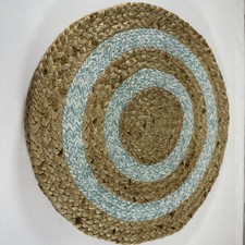 Jute Braided Placemat Centerpiece Blue/Tan 15 in Set Of 4