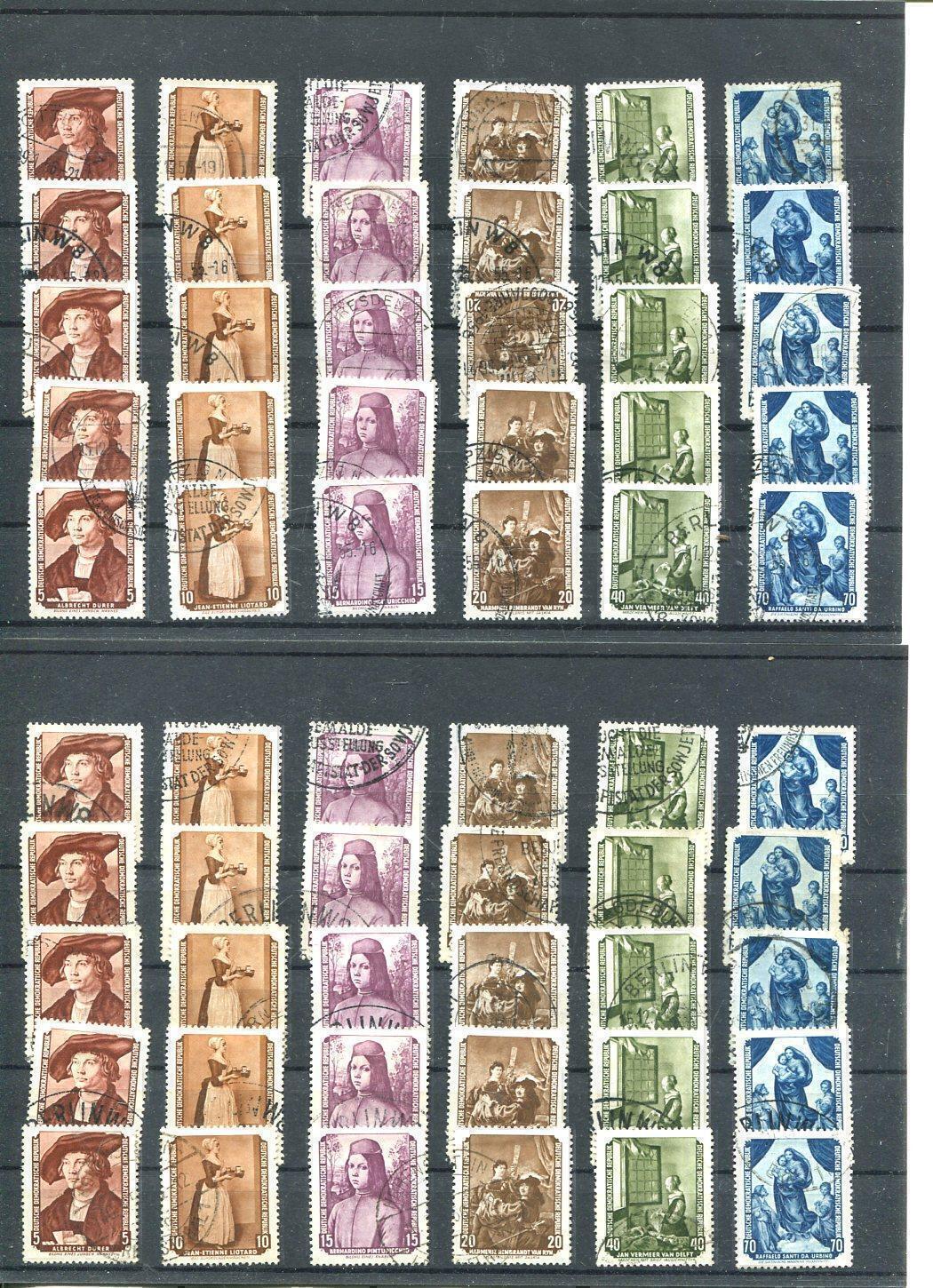 GDR No. 504 - 509 Canceled Returned Paintings, 10 Sets (#90793)