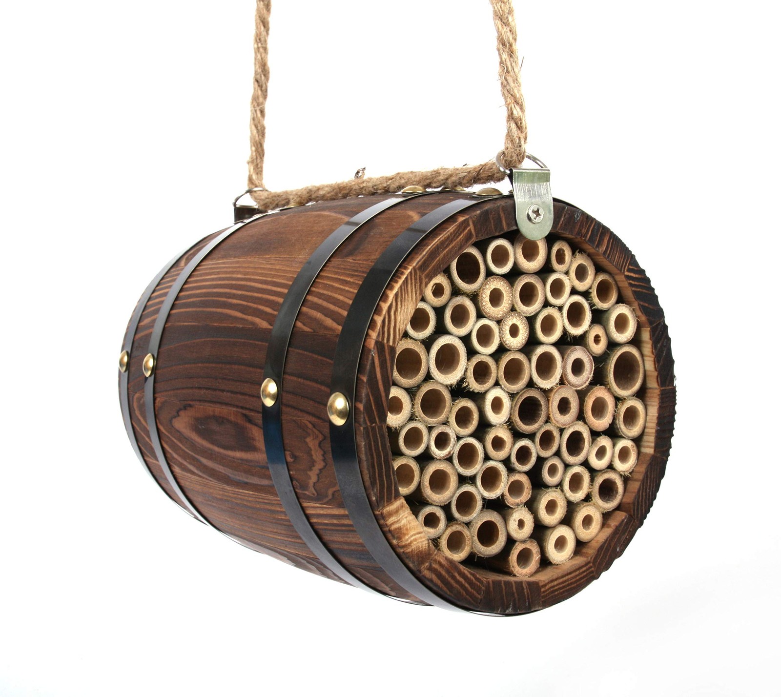 Mason Bee Barrel - Natural Hanging Habitat for Pollinators, Increases Product...