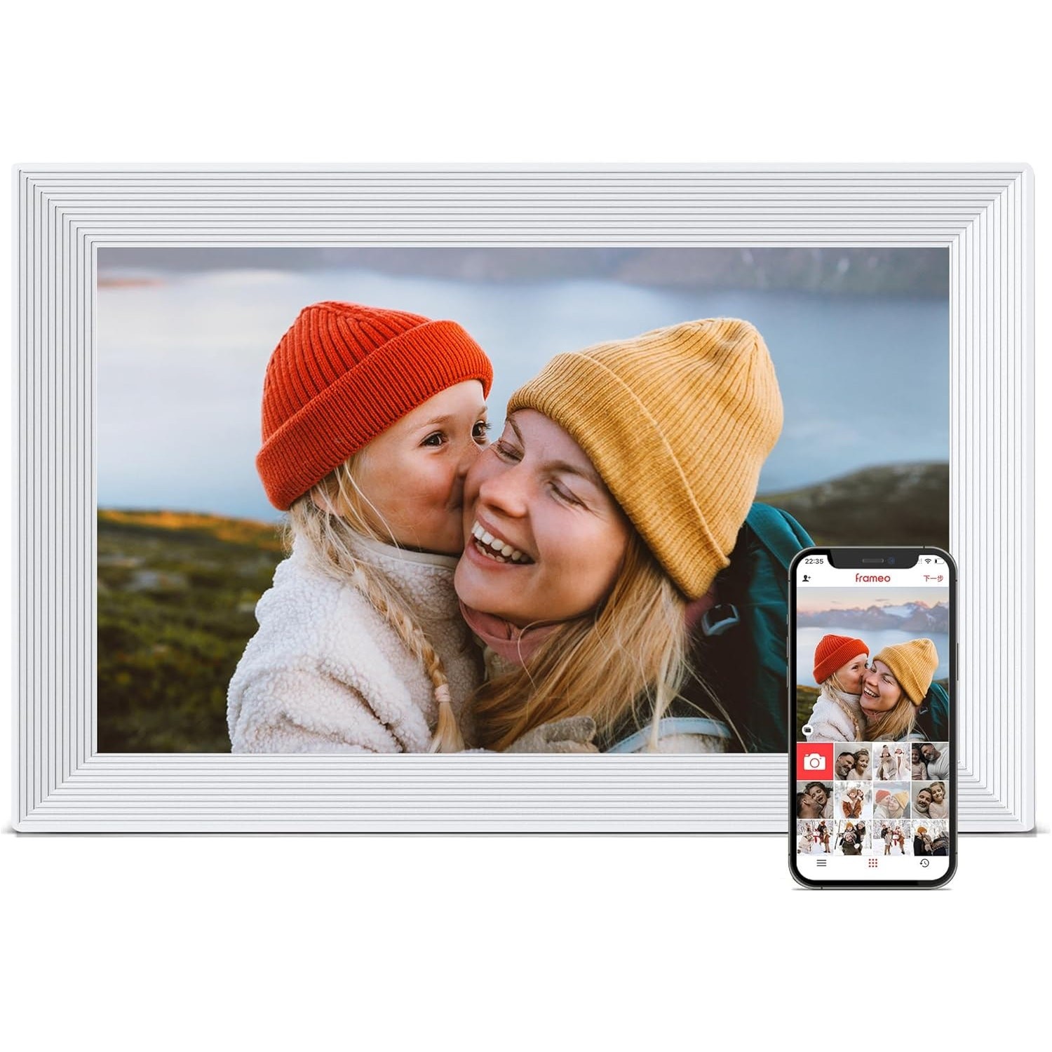 Digital Picture Frame, 10.1 in Frameo WiFi, 1280 * 800 IPS HD Touchscreen 32GB 