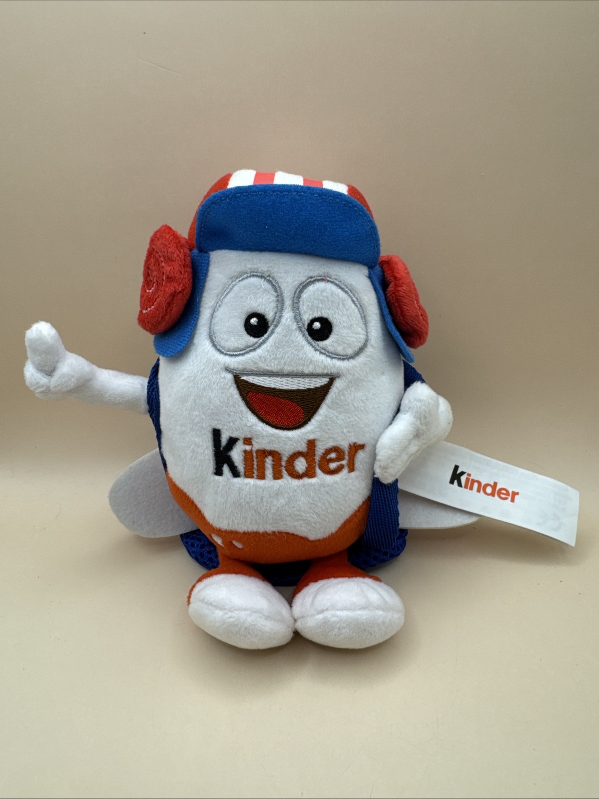 Kinder Soft Stuffed Mascot Pilot With Mesh Backpack 7.5” No Candy
