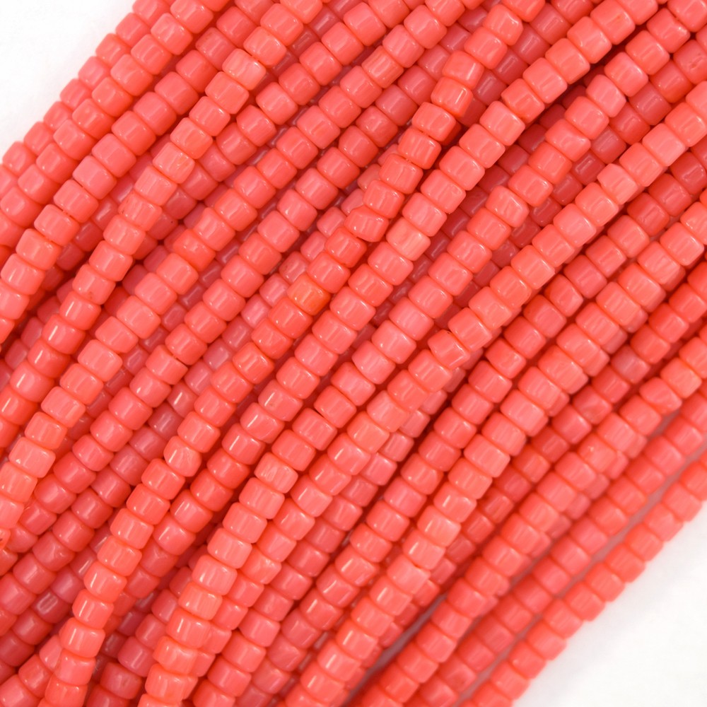 3x4mm pink coral heishi disc beads 15.5" strand 4mm