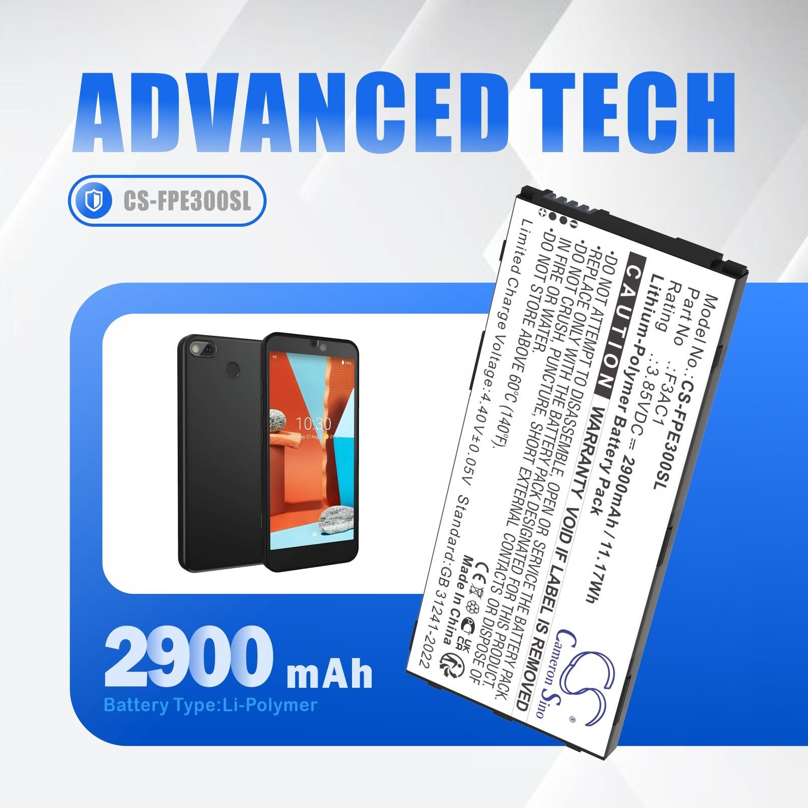 BATTERIE 2900mAh Type F3AC1 For Fairphone Fairphone 3, Fairphone 3+