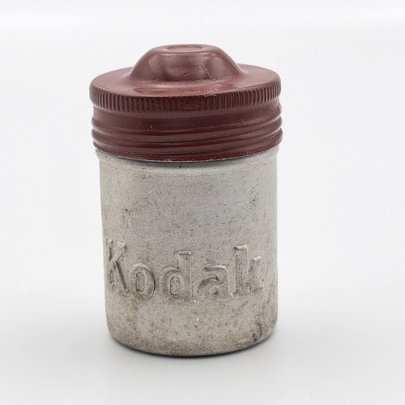 Antique Kodak Aluminum Film Canister Silver Red Early Photography Memorabilia