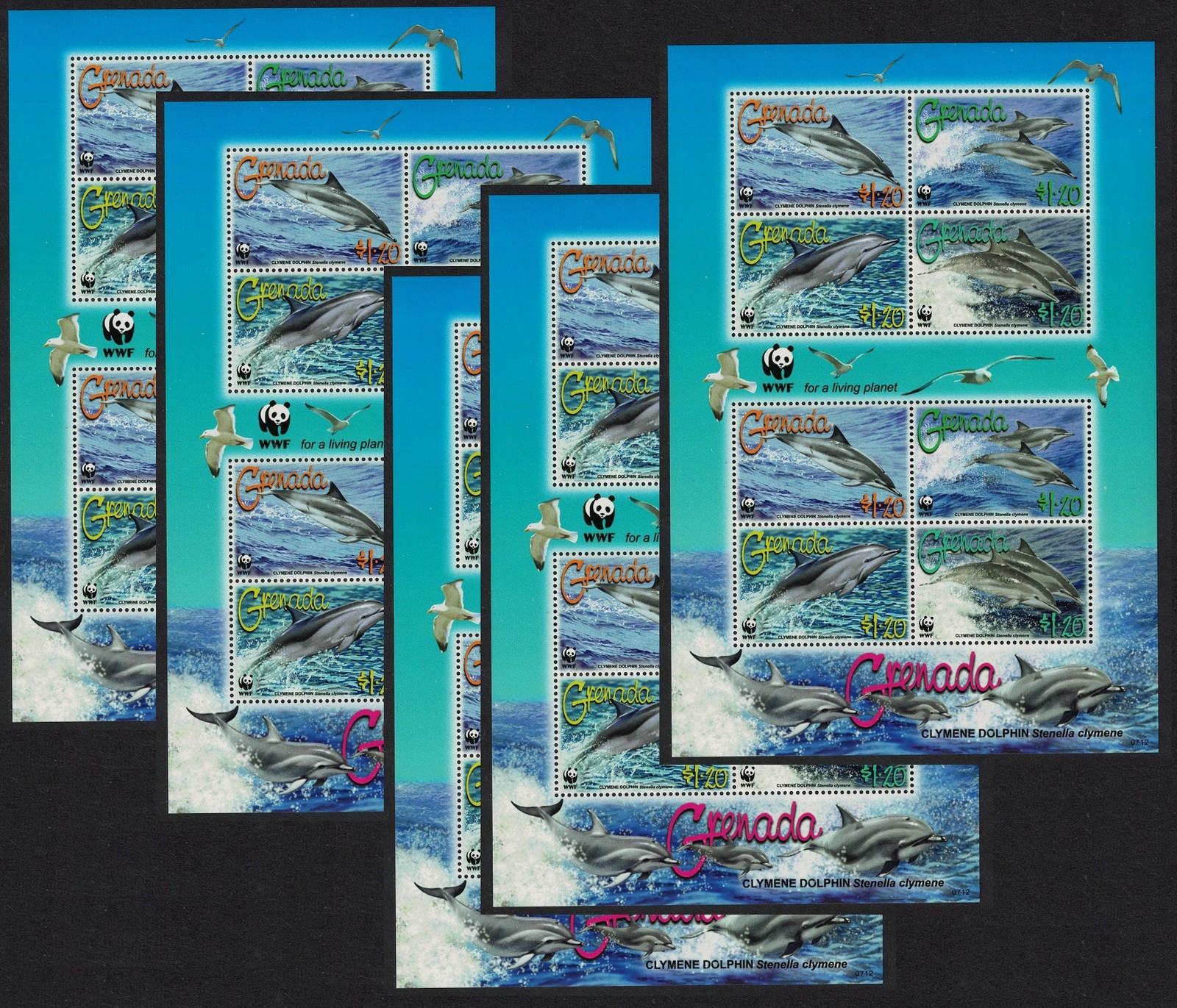 Grenada WWF Clymene Dolphin 5 MSs 2007 MNH SG#MS5292 MI#5925-5928 Sc#3654a-d