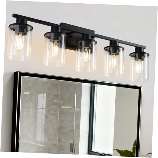  5-Light Bathroom Vanity Light, 31.5" Modern Vanity Lighting 5 Light Black