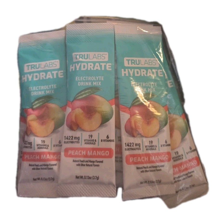 TruLabs Hydrate Electrolyte Drink Mix - Peach Mango - Sugar-Free - Single Sticks