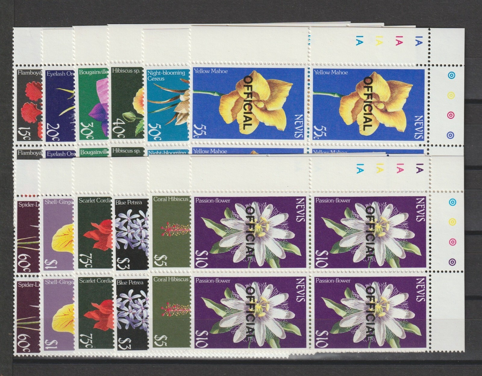 ST KITTS & NEVIS/NEVIS 1985 SG O29/O40 MNH