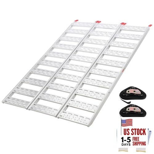 Aluminum Tri-Fold Ramp with Treads, Ramps for Pickup Trucks, 1500Lbs 76"x50"